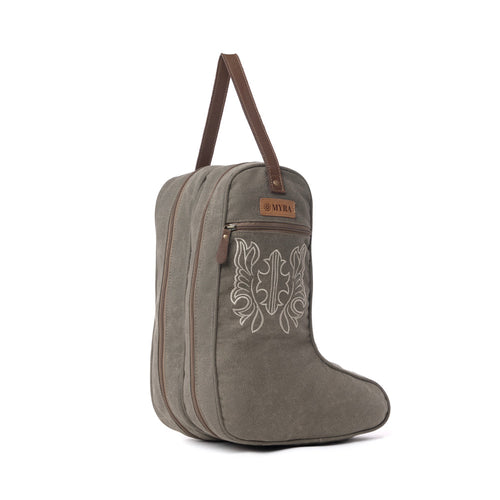 Sunstone Cotton & Leather Boot Bag in Clay Fern