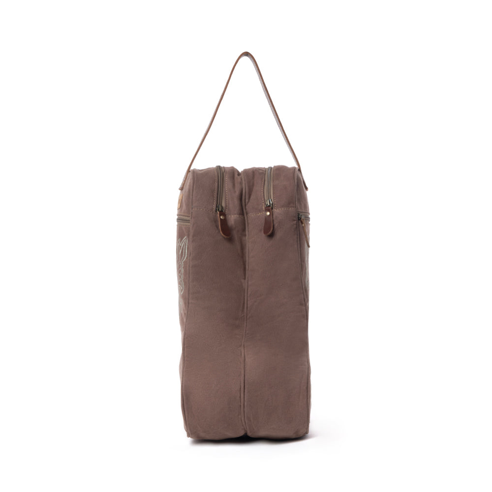Sunstone Cotton & Leather Boot Bag in Sandy Taupe