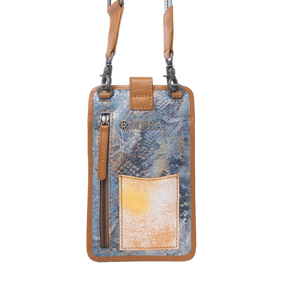 Cedar Snake Print Leather Cell Phone Holder in Turquoise Sand
