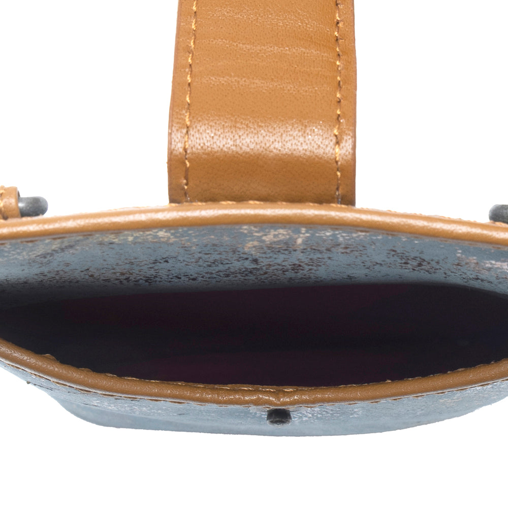 Cedar Snake Print Leather Cell Phone Holder in Turquoise Sand