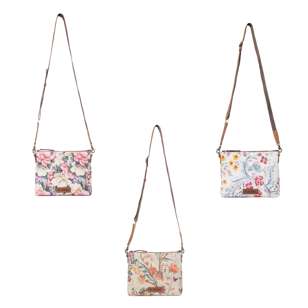 Wildflower Trail Cotton & Leather Crossbody Bag Variant Combo