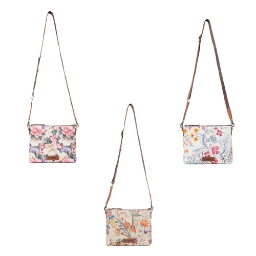 Wildflower Trail Cotton & Leather Crossbody Bag Variant Combo