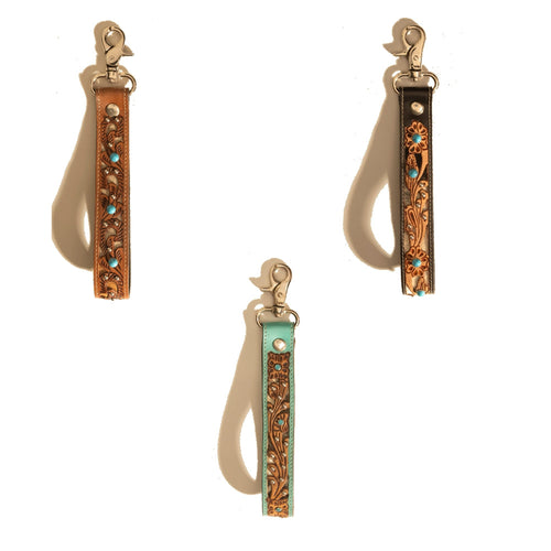 River Glen Handtooled Hairon Leather Key Fob Variant Combo