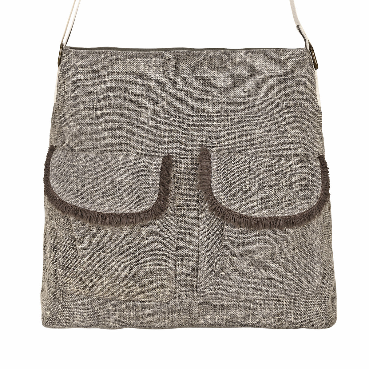 Amber Ridge Shoulder Bag for Women in sand grain with fringed pockets