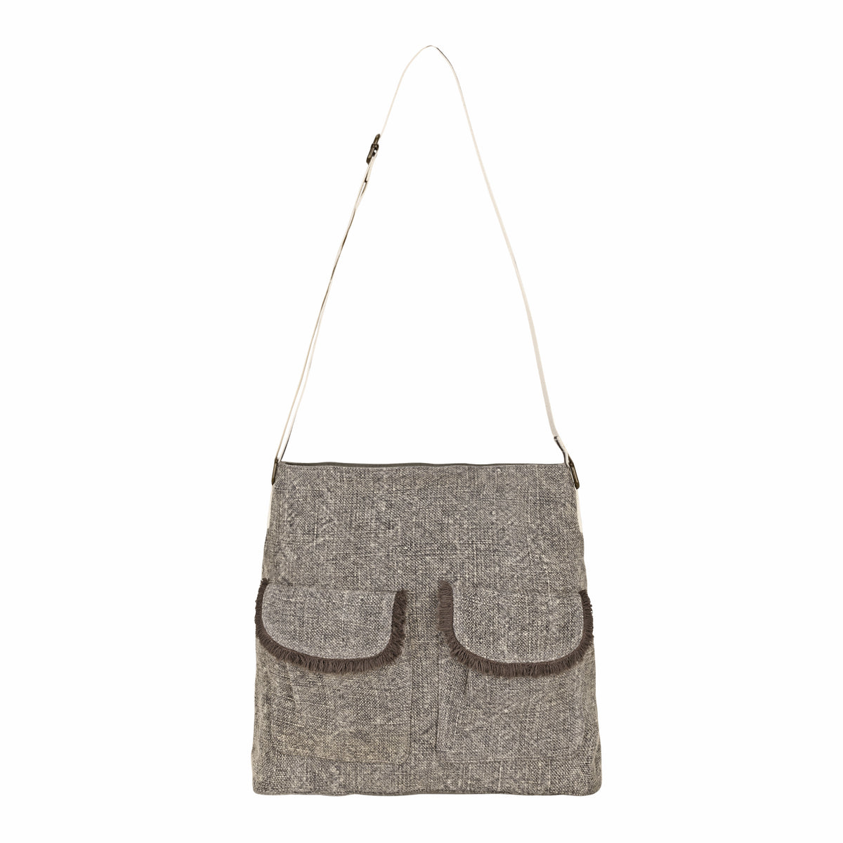 Amber Ridge Shoulder Bag for Women in sand grain with fringed pockets