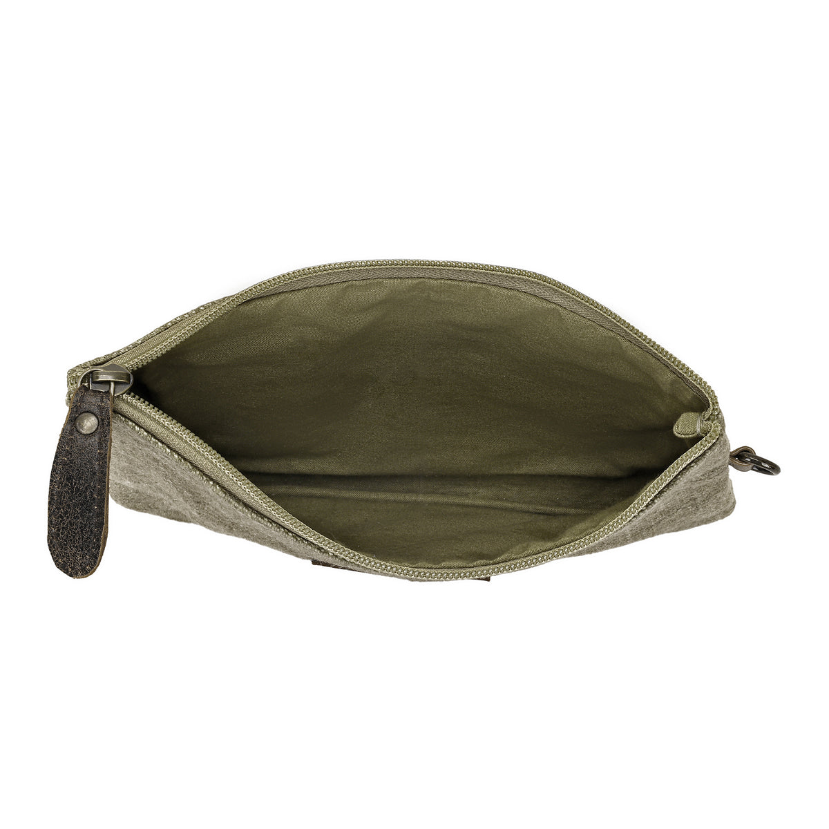 Barnlot Wristlet in olive with leather panel