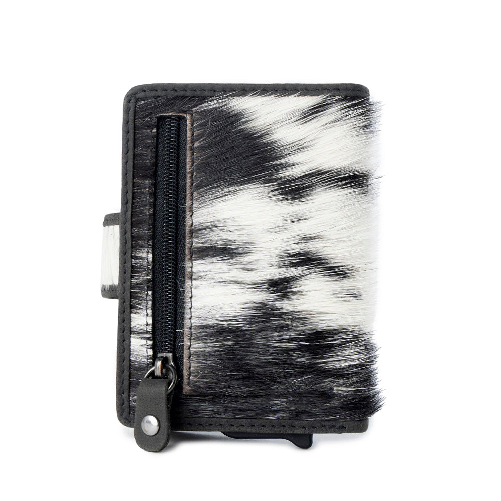 Dune Star Hairon Leather Credit Card Holder in Black & White