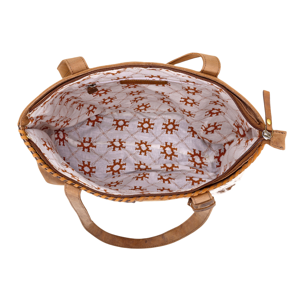 Millridge Tote Bag for Women in brown with hair on and whipstitch