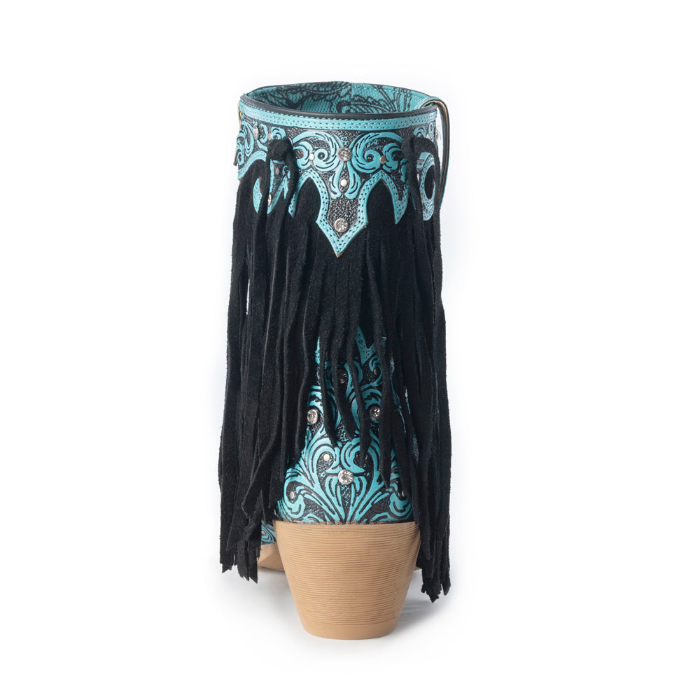 Nashville Nights Boots for Women in Twilight, Handtooled Genuine Leather with Swarovski Stones