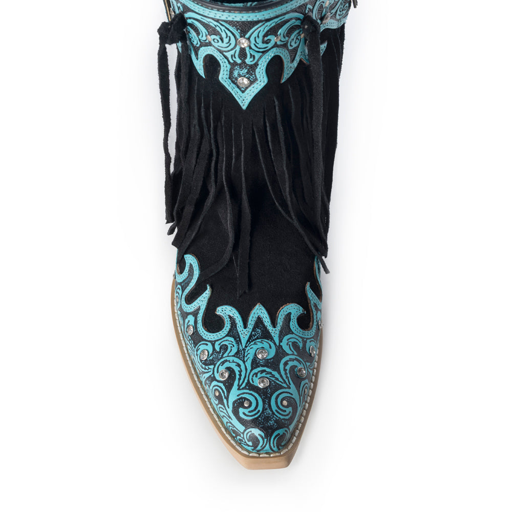 Nashville Nights Boots for Women in Twilight, Handtooled Genuine Leather with Swarovski Stones