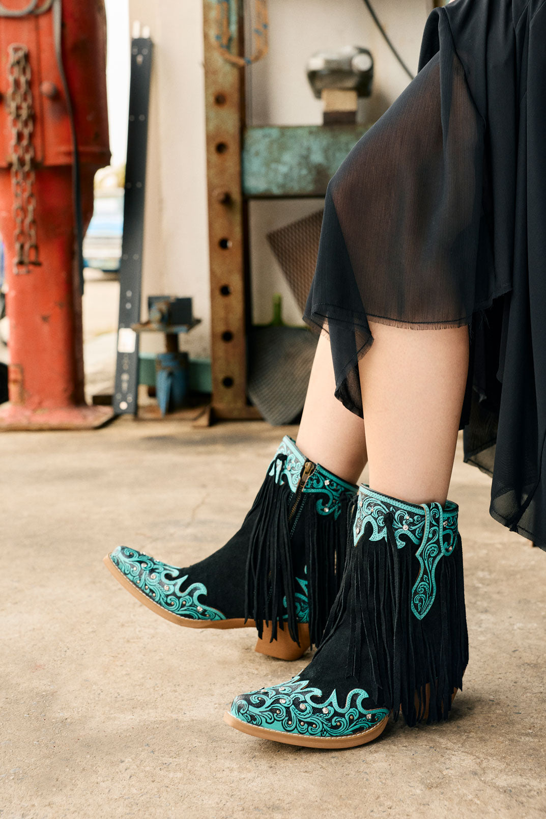 Nashville Nights Boots for Women in Twilight, Handtooled Genuine Leather with Swarovski Stones