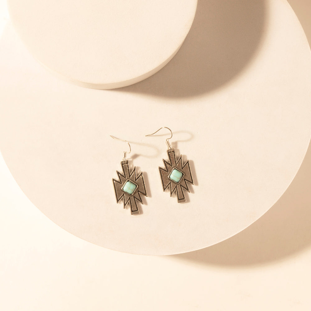 Starburst Earrings for Women with Turquoise Center