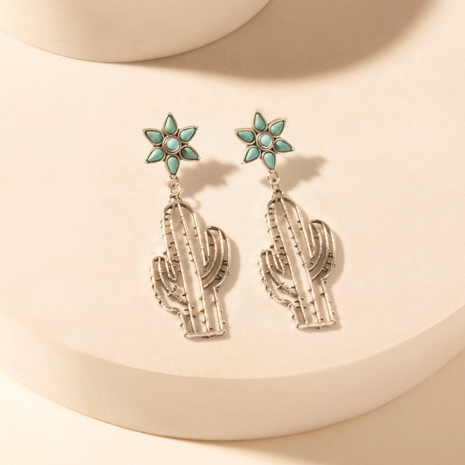 Cactus Kiss Turquoise Drop Earrings for Women