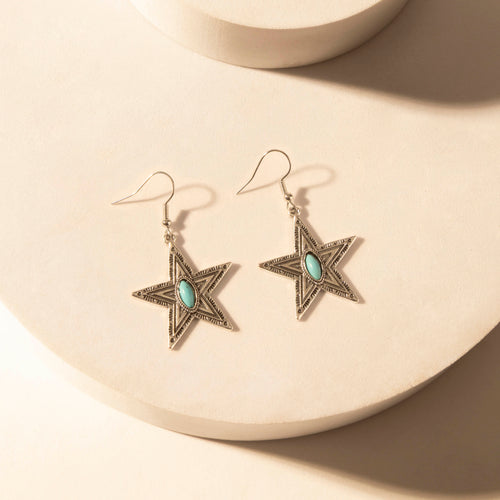Westward Star Earrings for Women with Turquoise Stone