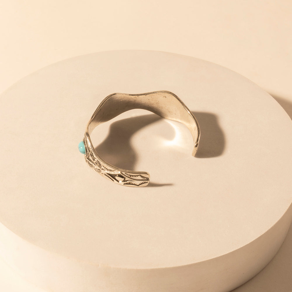 Sedona Stone Cuff for Women with turquoise stones and engraved detail in premium style
