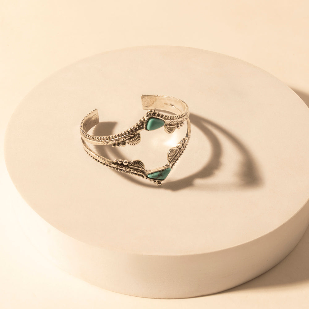 Pueblo Stack Cuff Bracelets for Women with turquoise, and feather stone detail for western wear