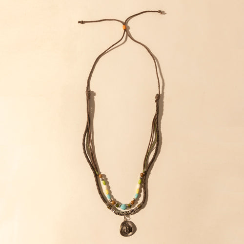 Santa Rosa Beaded Drawstring Necklace for Women with beads and concho detail for western wear