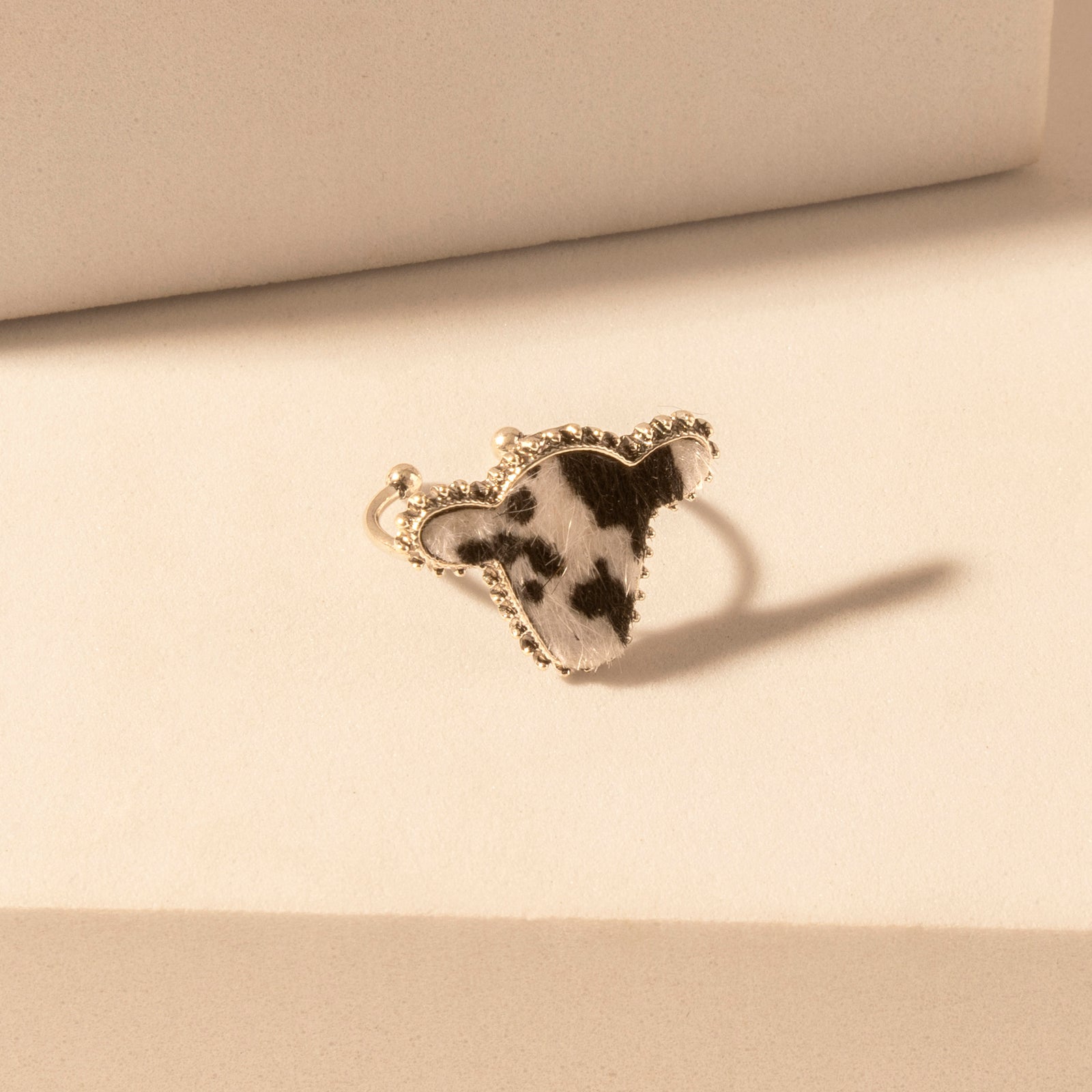 Rodeo Hide adjustable Ring for Women with hair-on cowhide detail for premium western wear