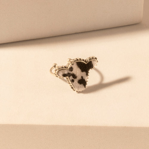 Rodeo Hide adjustable Ring for Women with hair-on cowhide detail for premium western wear