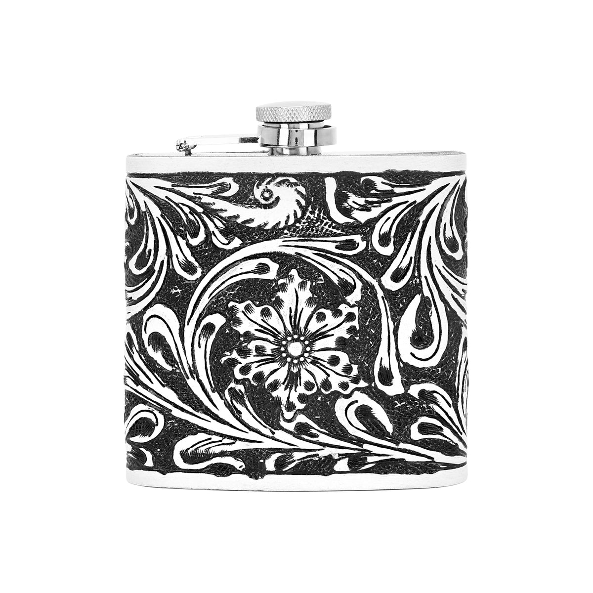 Mountain Trail Flask hand tooled leather, 6 oz Variant Combo