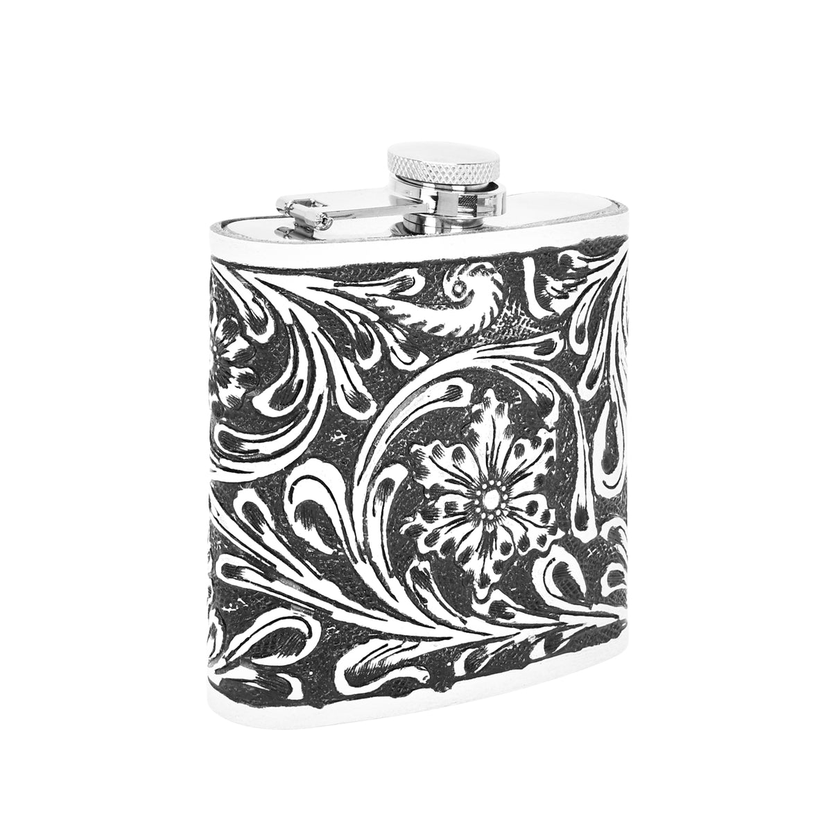 Mountain Trail Flask hand tooled leather, 6 oz Variant Combo