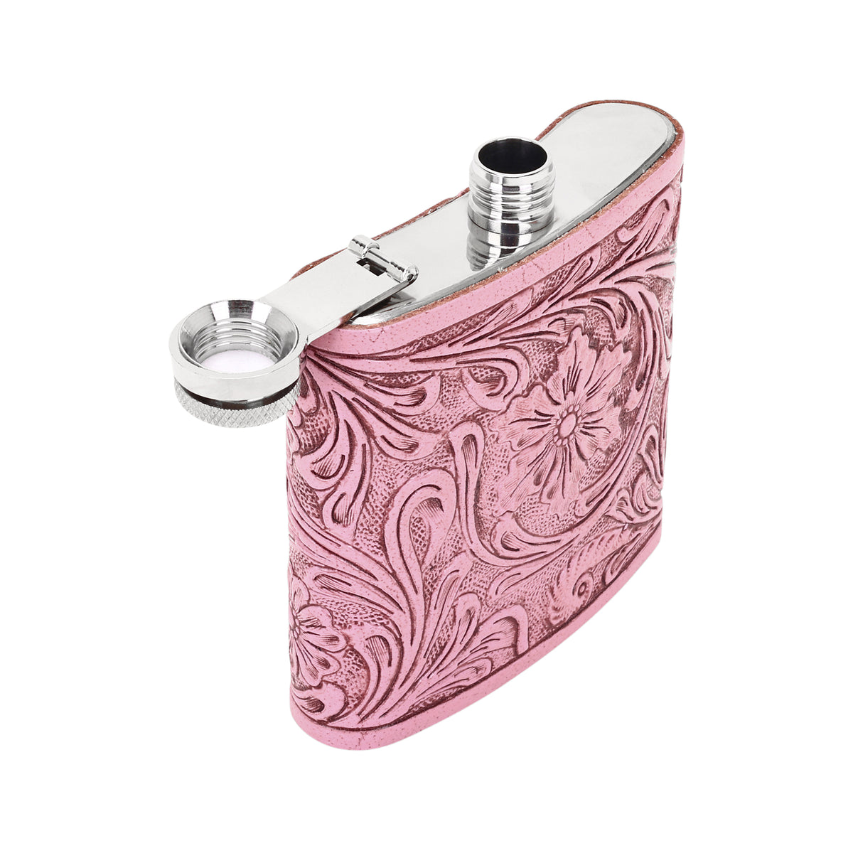Mountain Trail Flask hand tooled leather, 6 oz Variant Combo