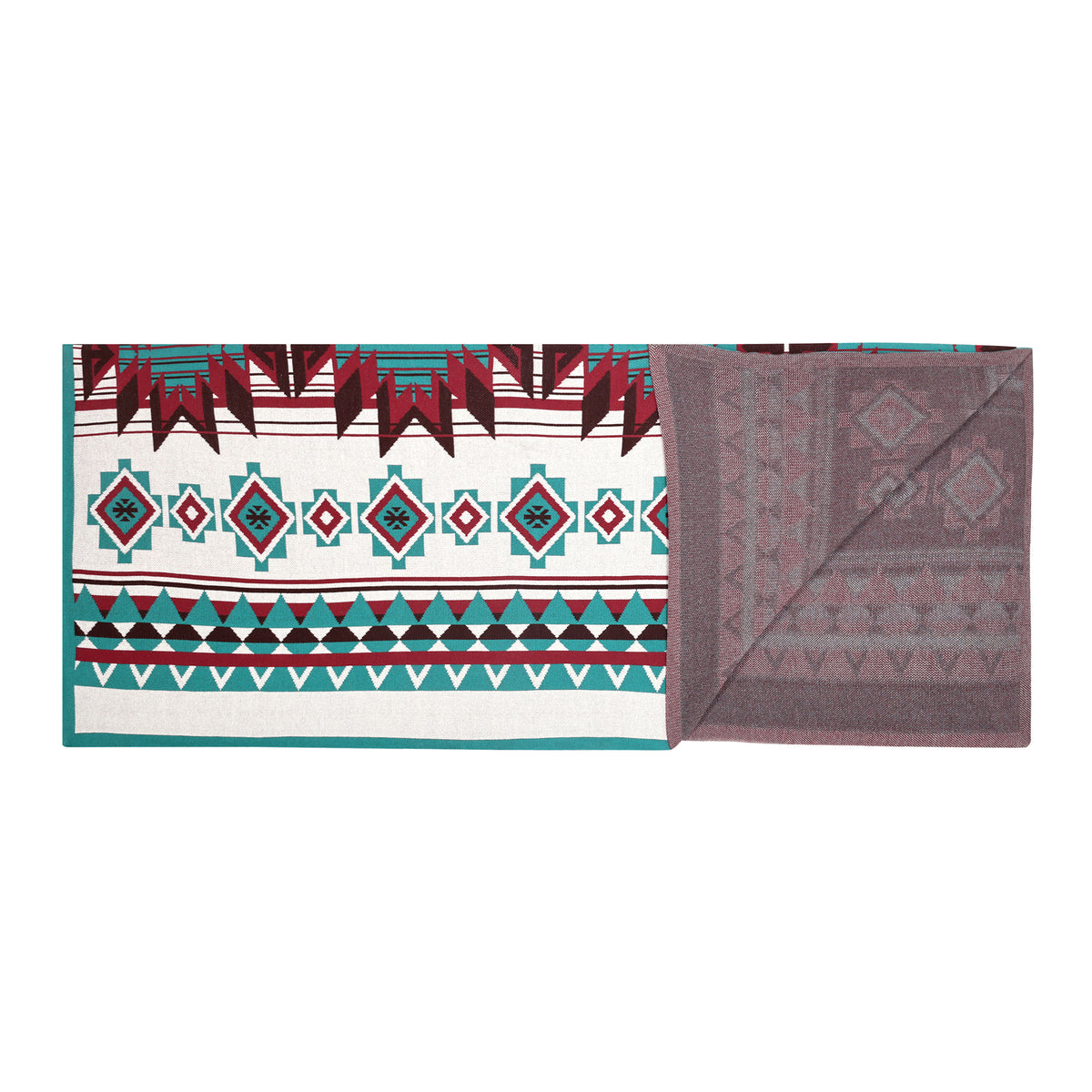 Gloaming Southwestern Cotton Knitted Throw in turquoise