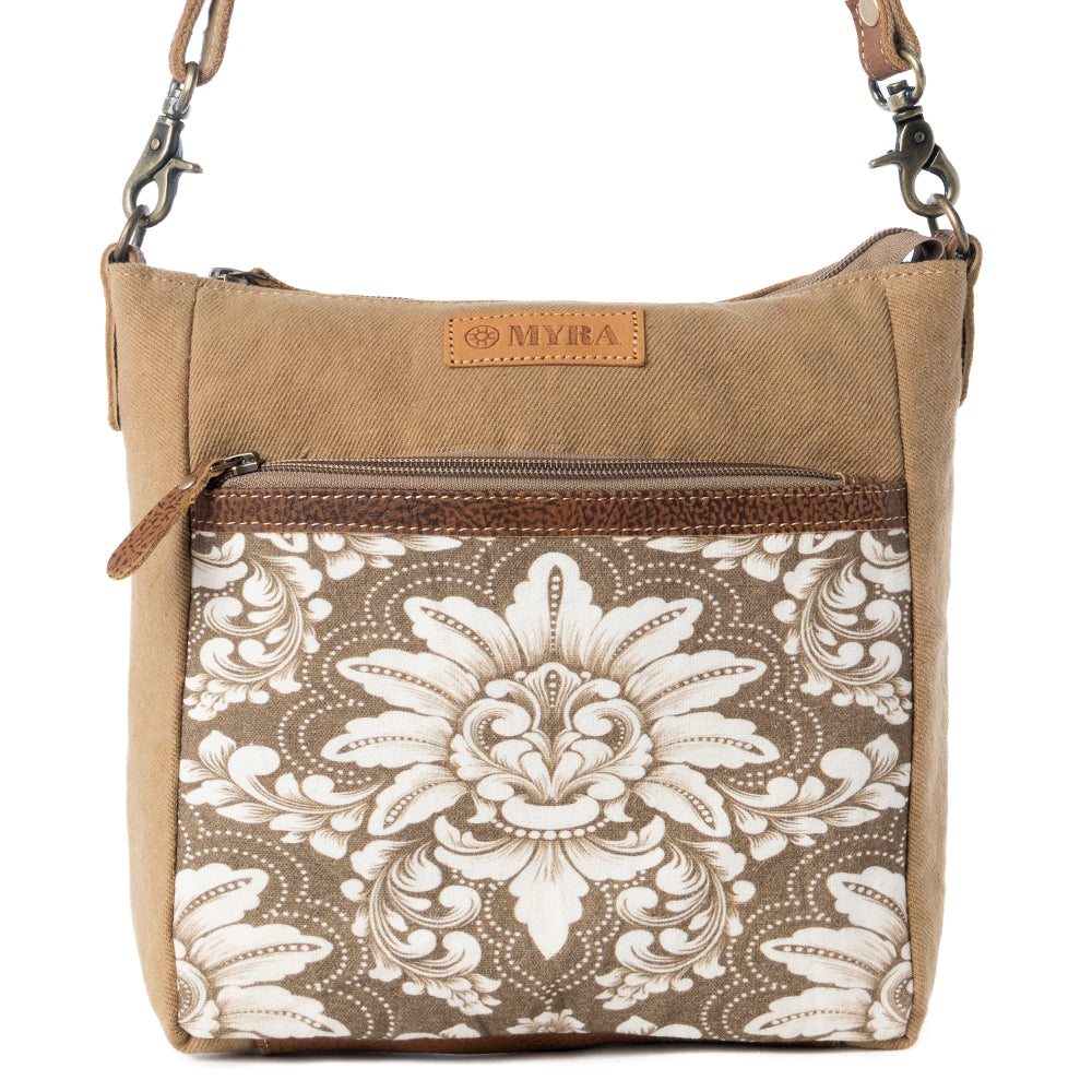 Crestbloom Vintage Crossbody Bag for Women in olive with print detail