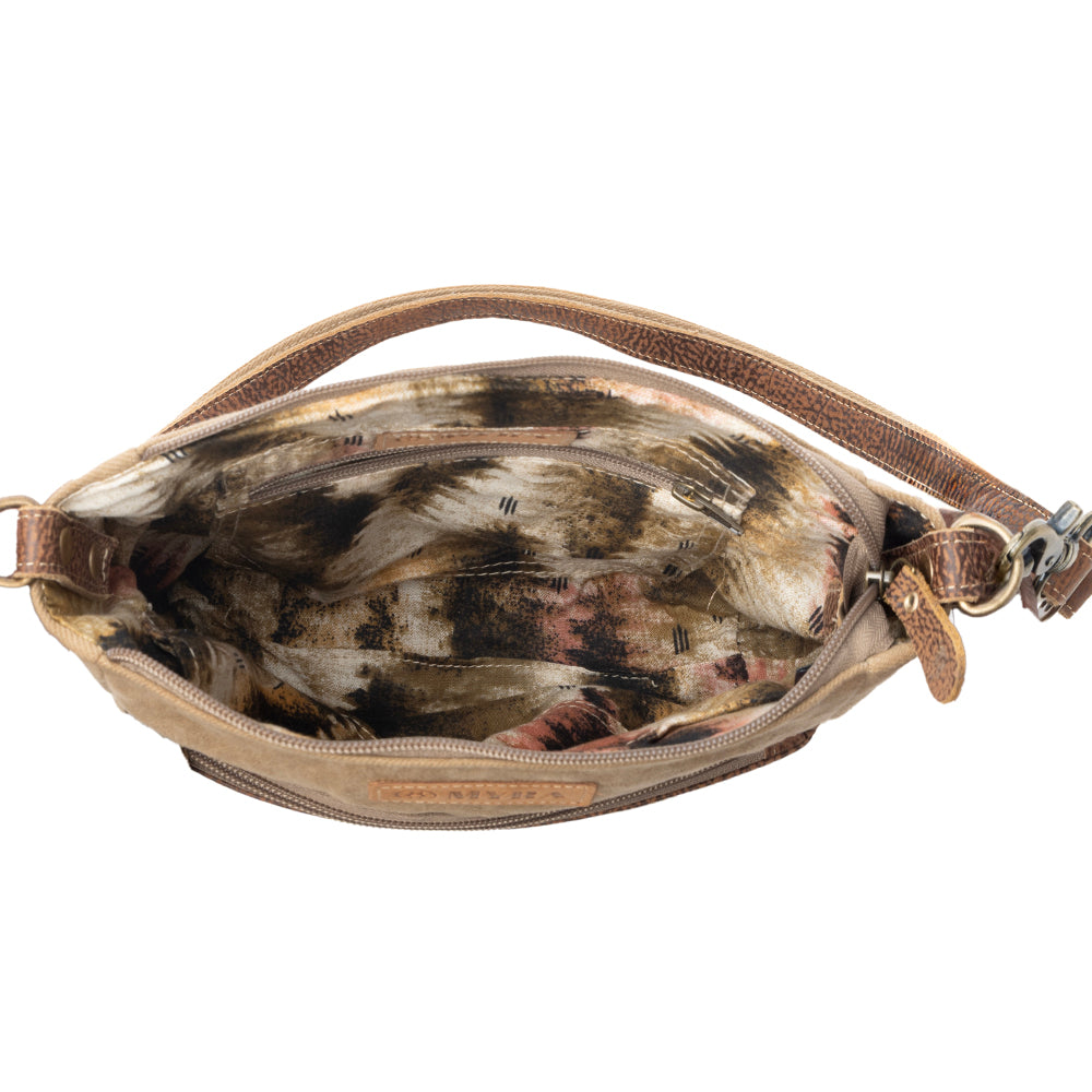 Crestbloom Vintage Crossbody Bag for Women in olive with print detail