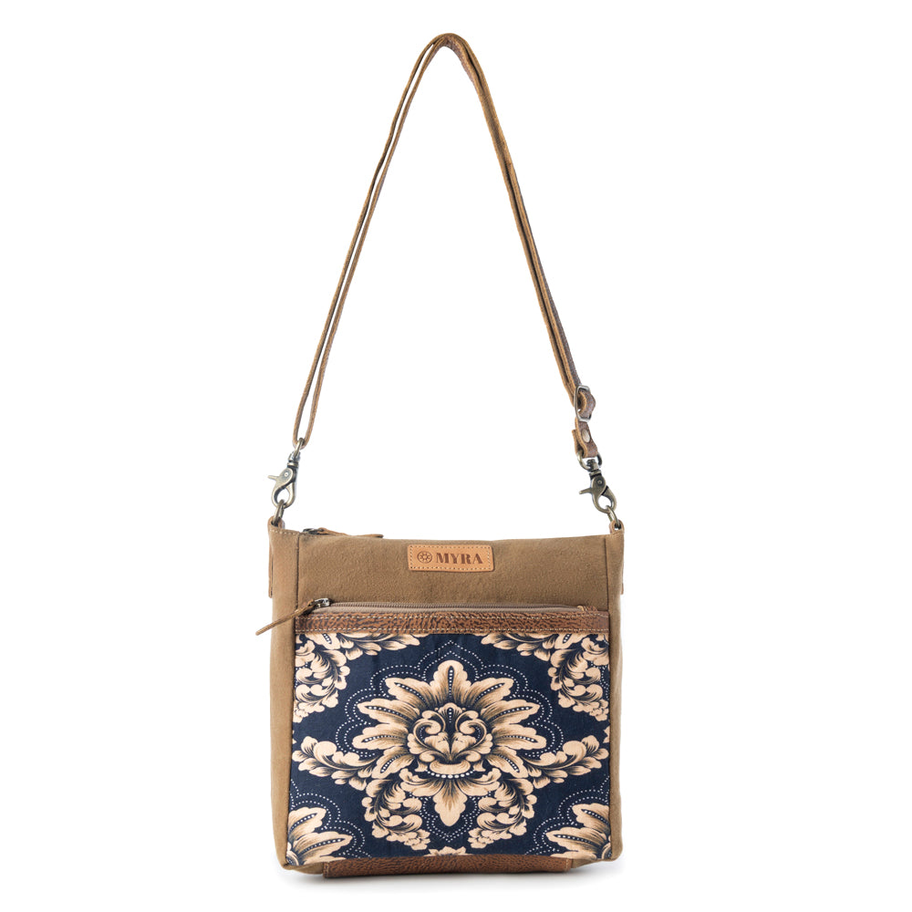 Crestbloom Vintage Crossbody Bag for Women in navy with print detail