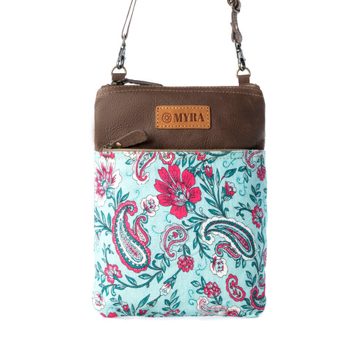 Paisley Spring Floral Crossbody Bag for Women in turquoise with print