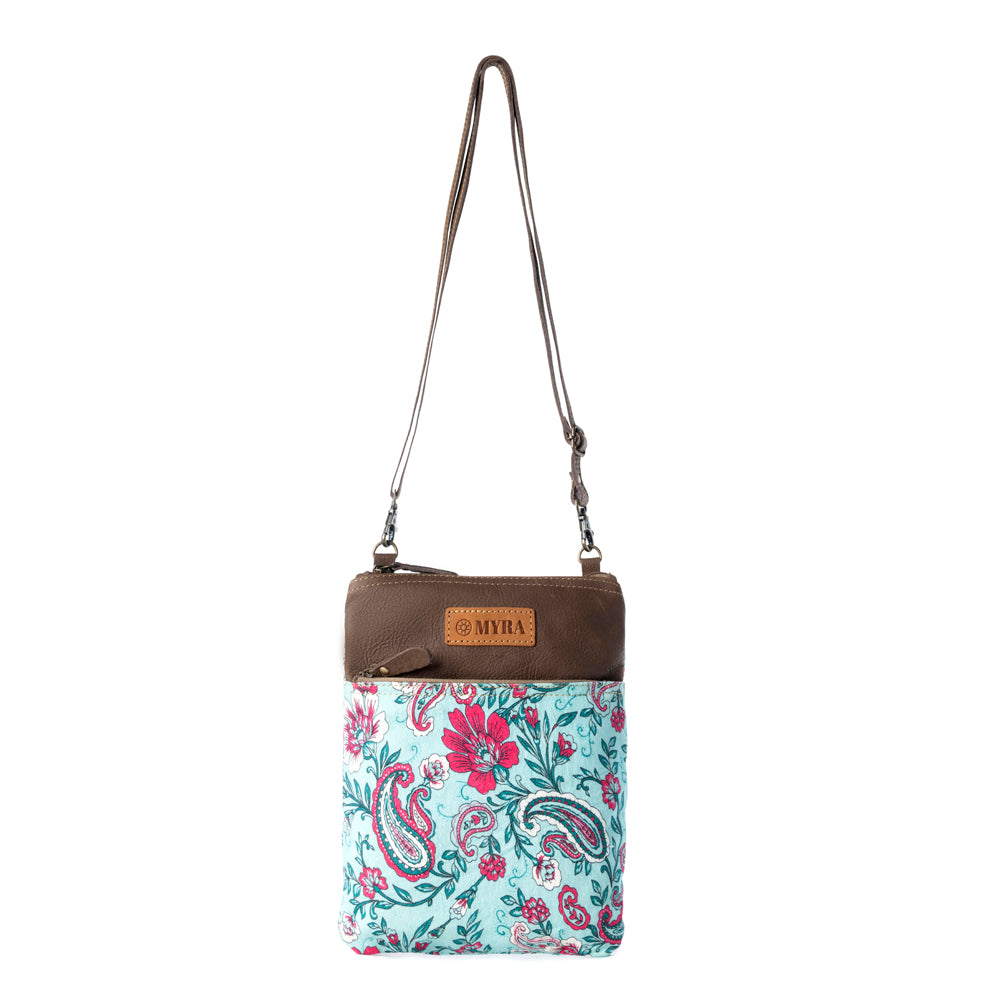 Paisley Spring Floral Crossbody Bag for Women in turquoise with print