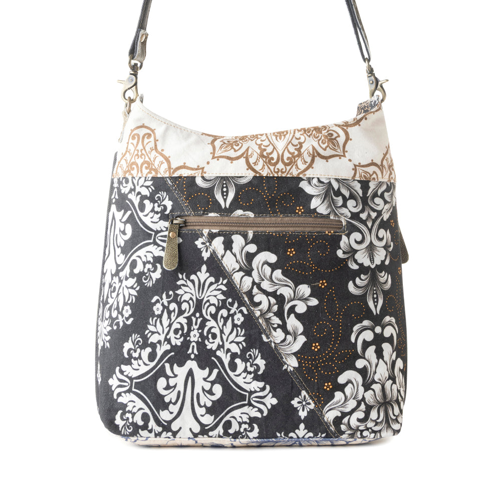 Le Fleur Bel Cowgirl Shoulder Bag for Women in blue floral with leather and Concho details