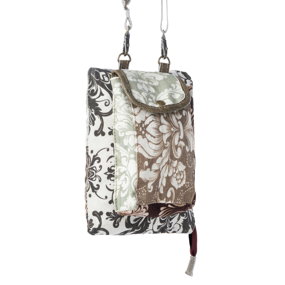 Wild Baroque Phone Crossbody in black with leather detail
