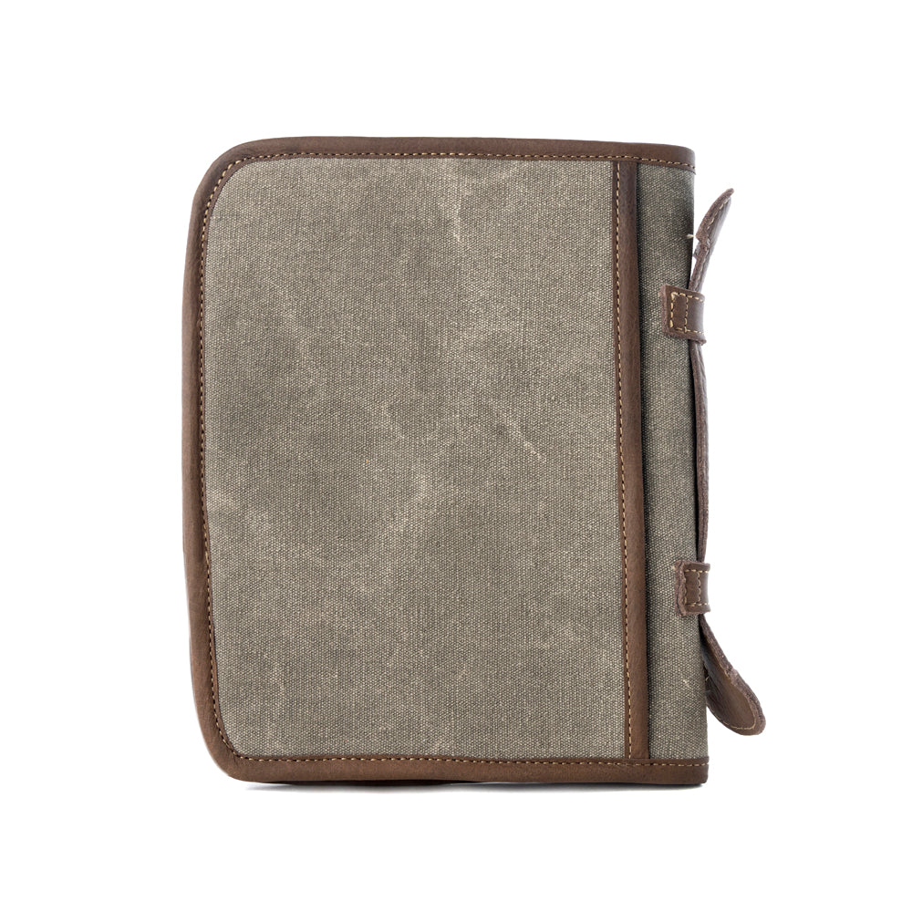 Graceword Western Bible Cover in olive with flap closure and leather detail