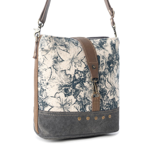 Frostbloom Vintage Shoulder Bag for Women in teal with floral detail