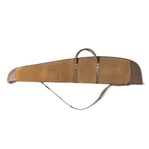 Long Range Cotton Leather Rifle Case in Antique Olive