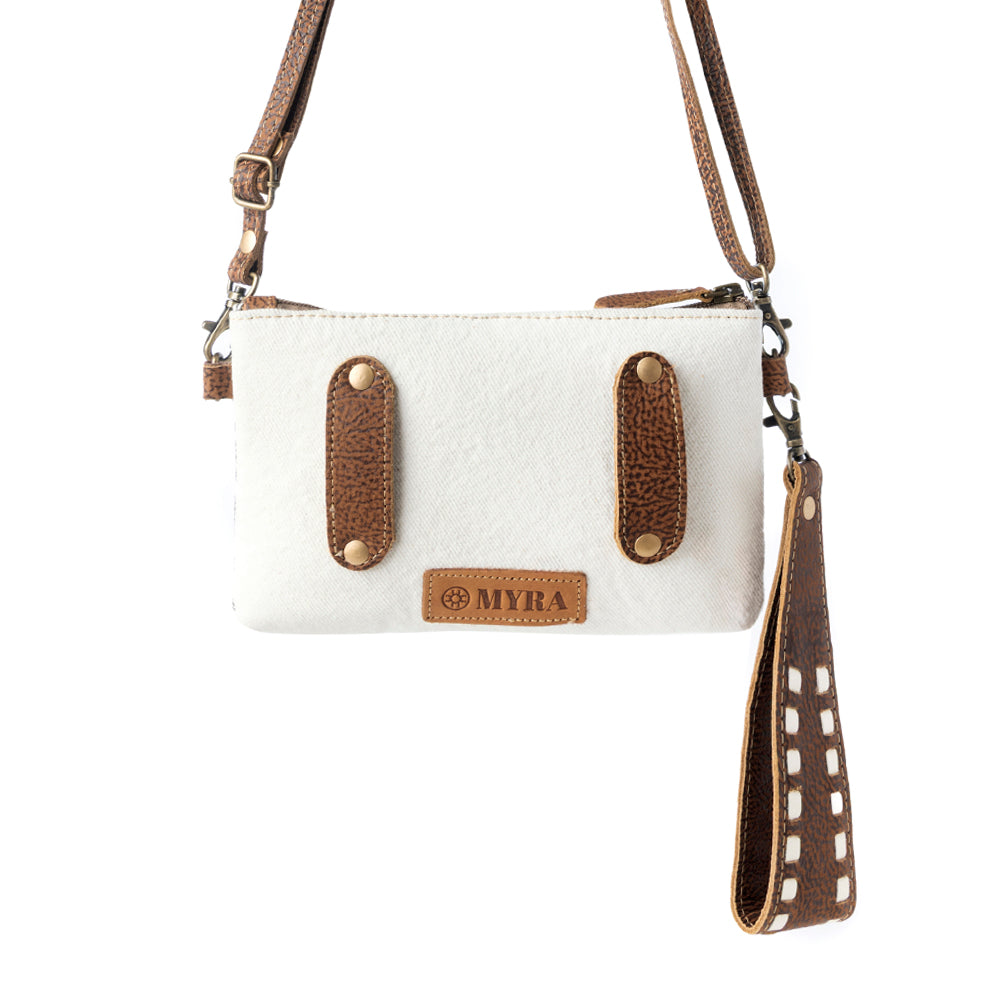Frondtrail upcycled canvas Belt Bag for Women in ivory with leather detail