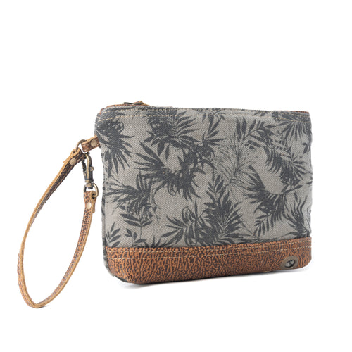 Fernfield Vintage Wristlet for Women in olive with leather detail