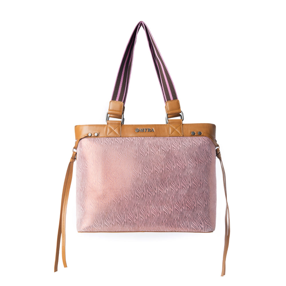 Sweetbriar Leather Tote Bag for Women in pink with textured detail and shoulder strap