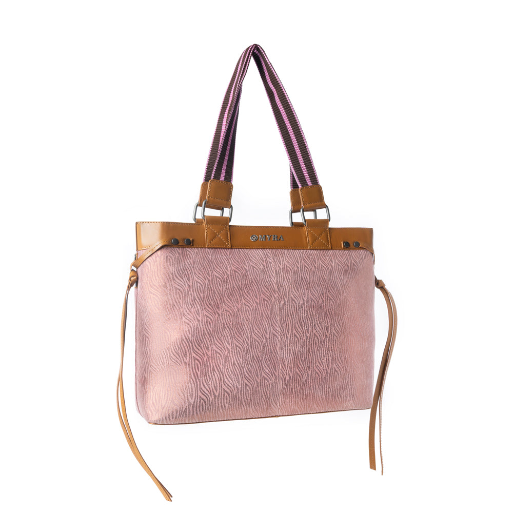 Sweetbriar Leather Tote Bag for Women in pink with textured detail and shoulder strap