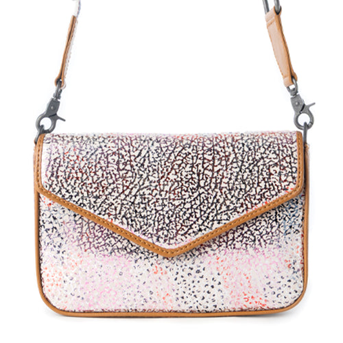 Wild Print Leather Bag for Women in cream with textured detail and shoulder strap