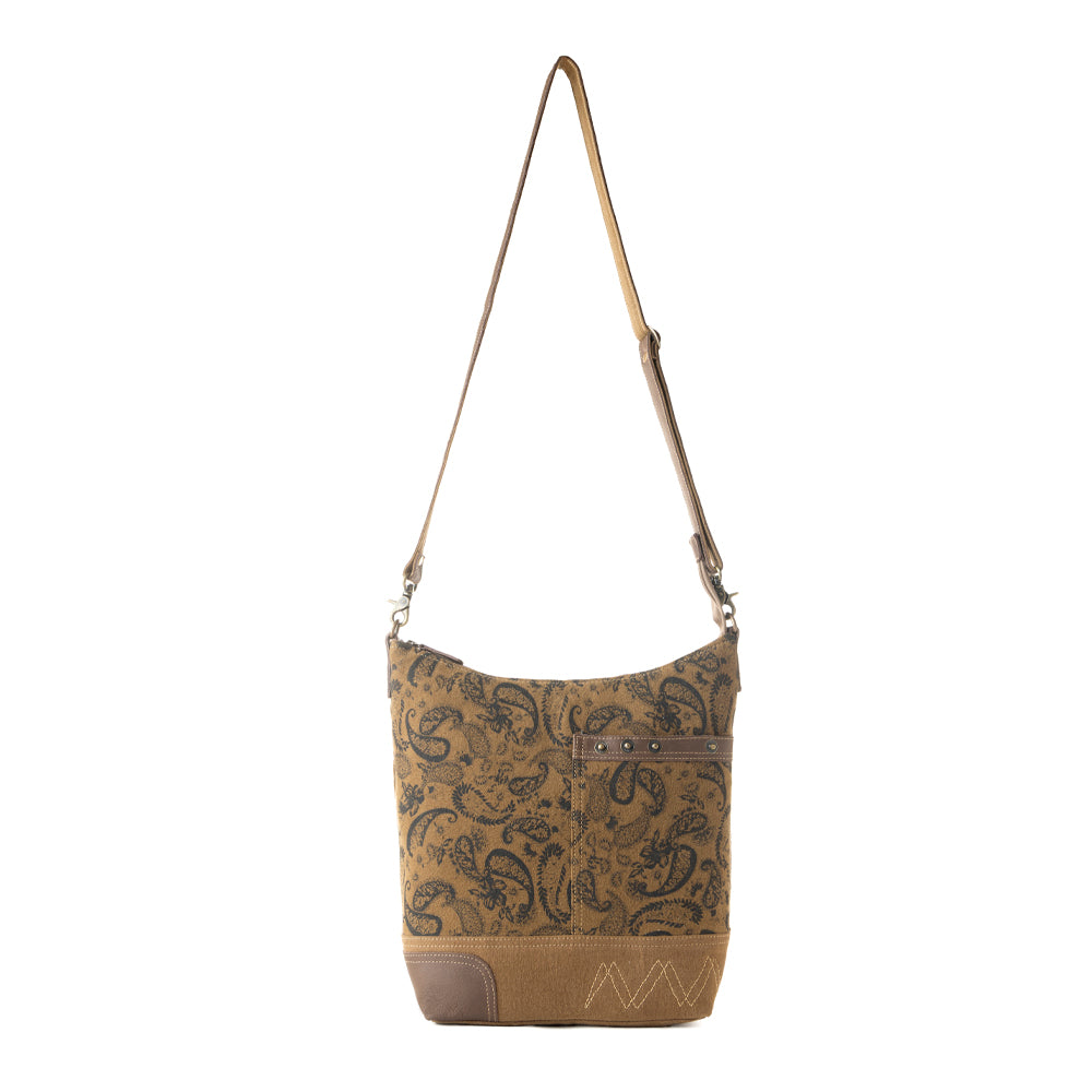 Wild Paisley upcycled canvas concealed Carry Bag for Women in olive with vintage print