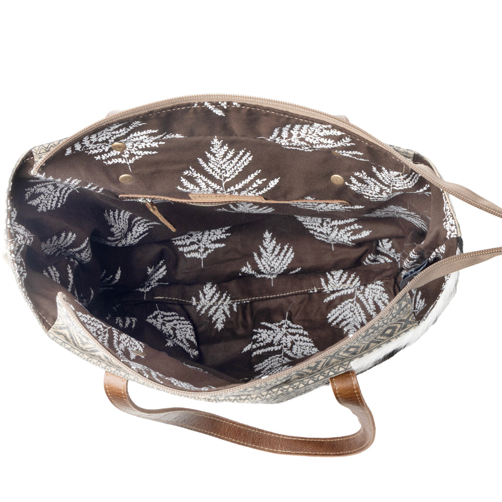 Splithide Western Tote Bag for Women in olive with hairon detail