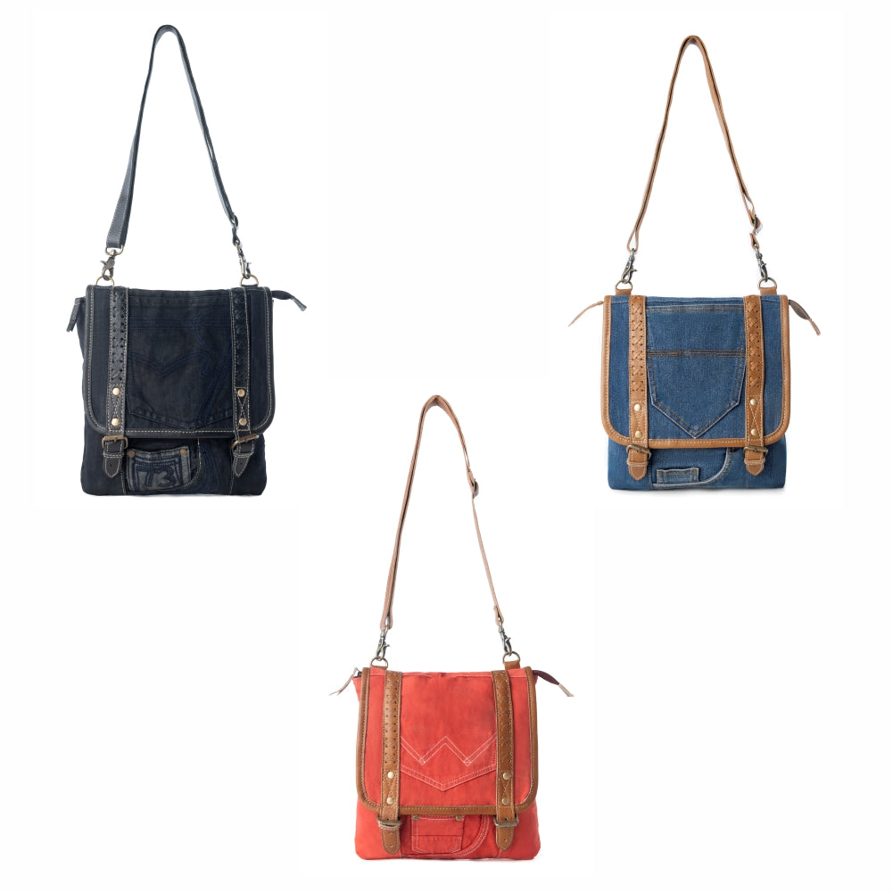 Dustrider upcycled canvas vintage style Bag Variant Combo