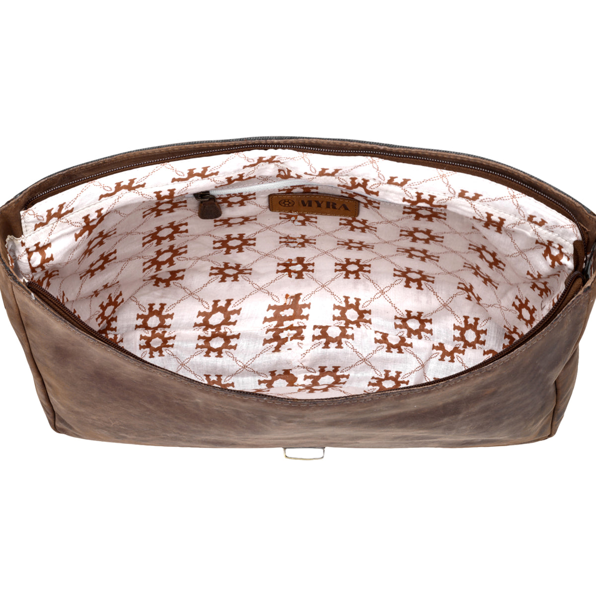 Nightherd Laptop Bag in brown with hair on and turn lock