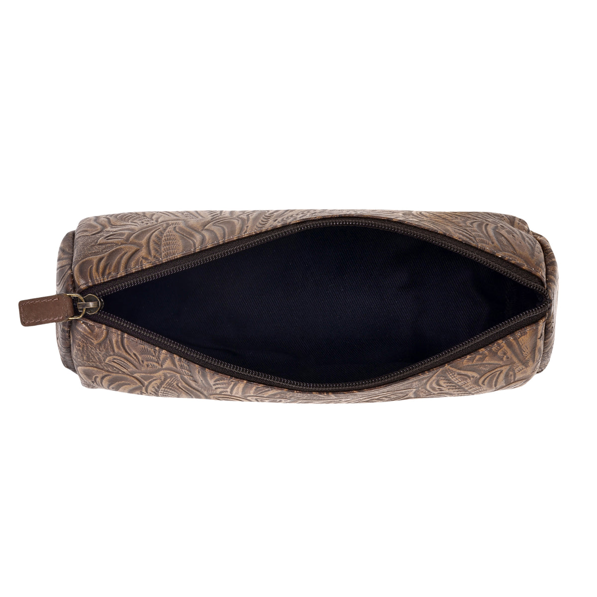 Sandy Multi Pouch in olive with embossed leather