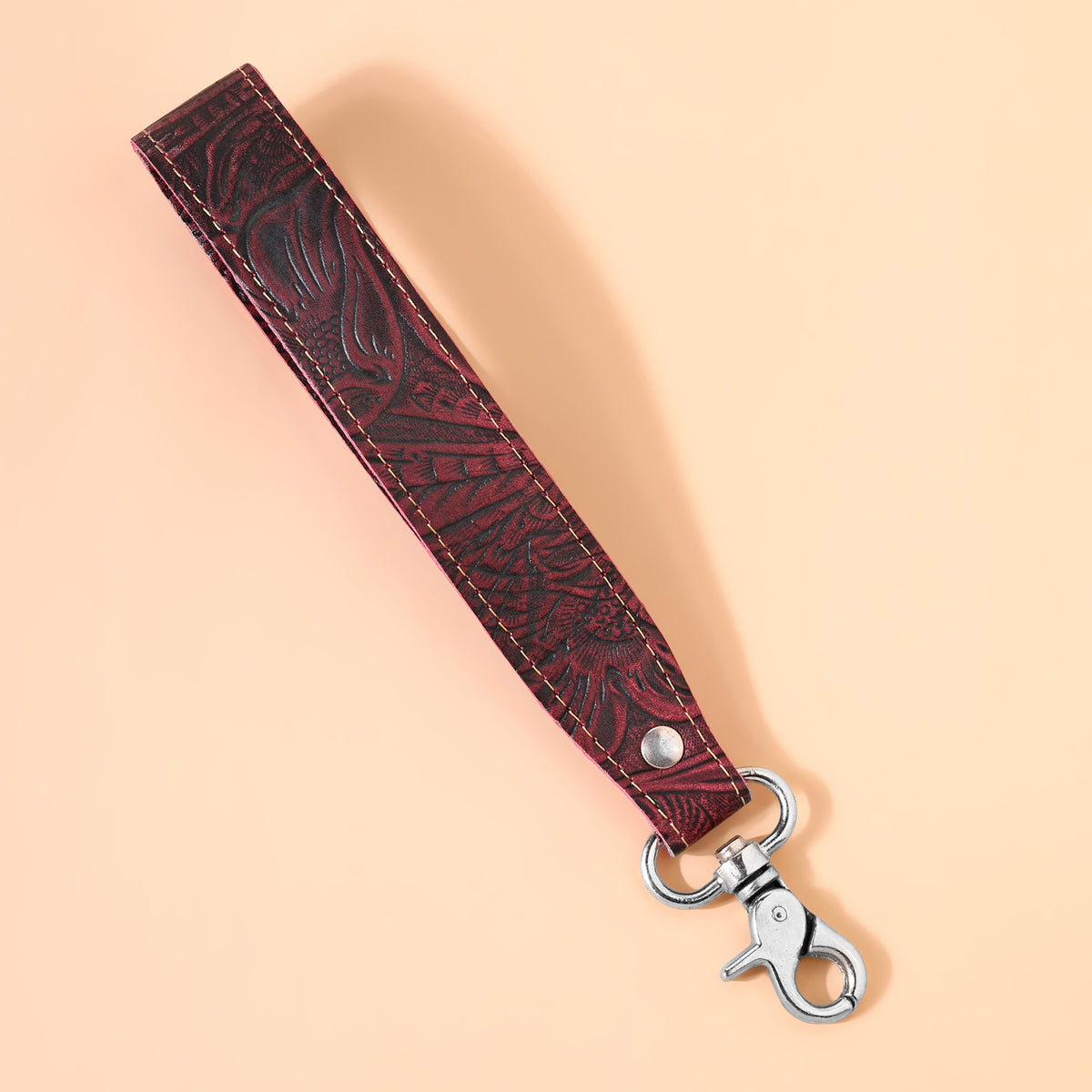 Classic Country Key Fob in burgundy with embossed leather