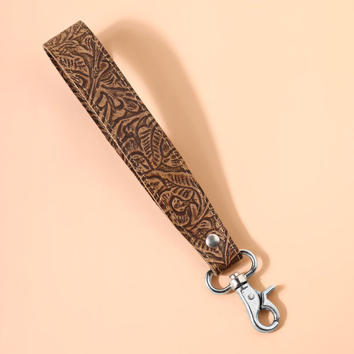Classic Country Key Fob in tan with embossed leather