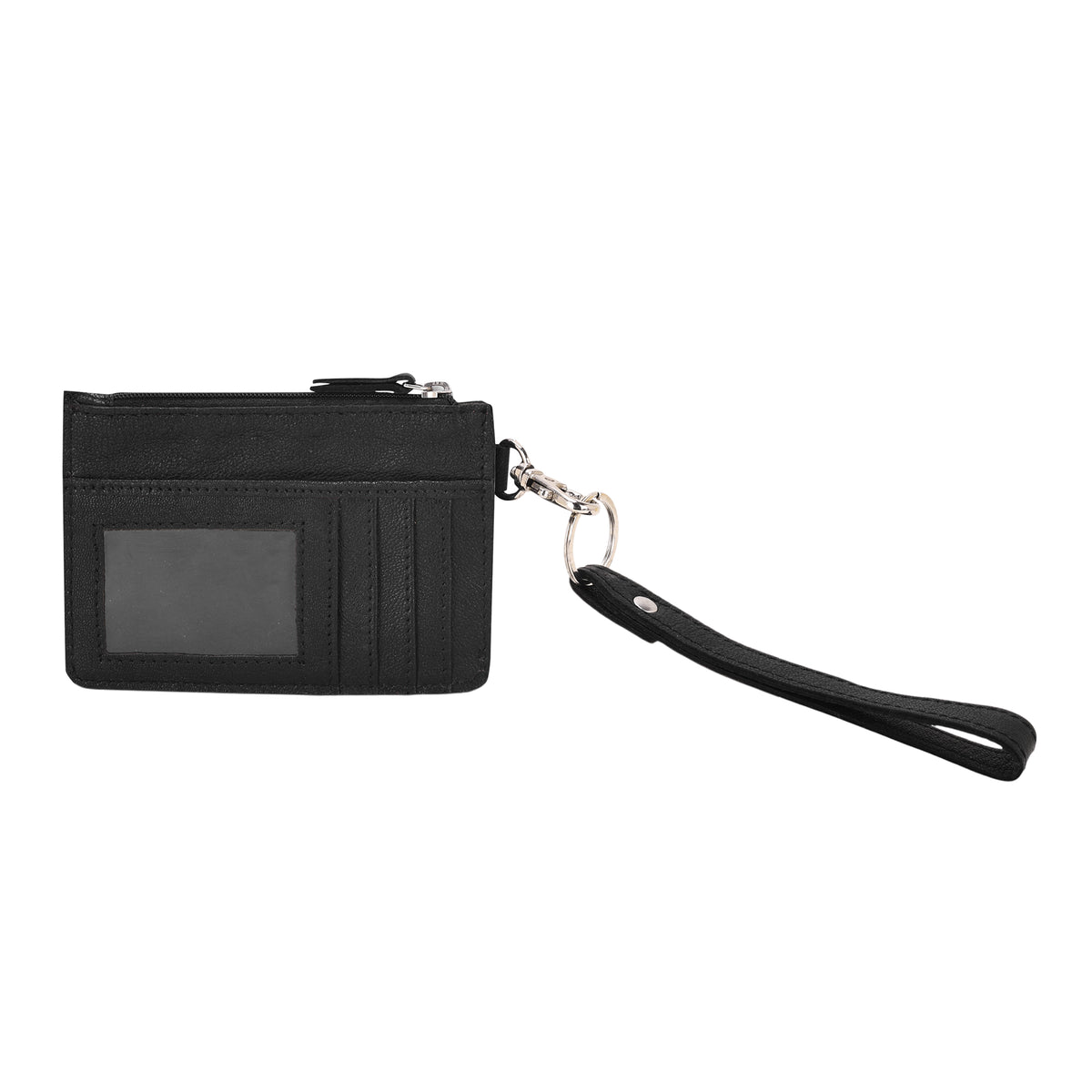 Hand Hewn Card Holder for Women in black with hand tooled spade